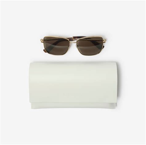 Metal Logo Square Sunglasses in Light gold/dark havana